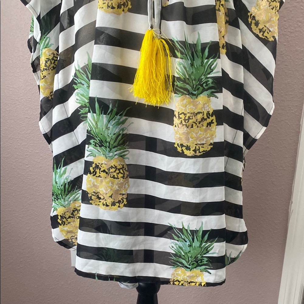 Striped Pineapple Print Swim Coverup - Picture 5 of 8